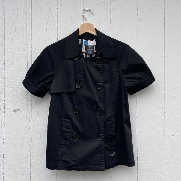 Ezekiel Black Short-Sleeve Double-Breasted Jacket (Size XS) - Picture 1 of 10